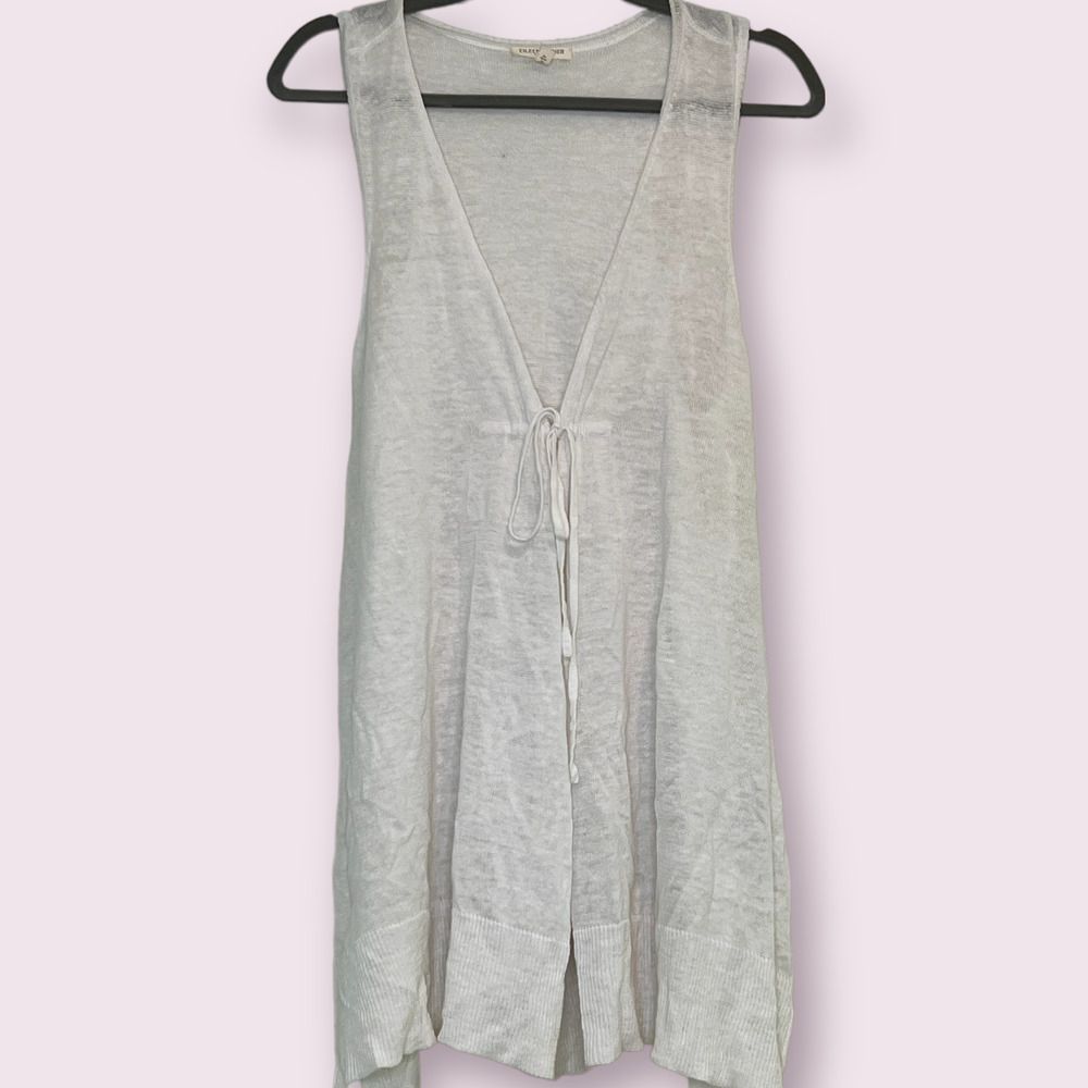 Eileen Fisher white linen sleeveless duster-Size Medium Petite